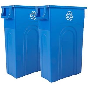 United Solutions Highboy recycling container, smal profiel, ruimtebesparend, blauw, 2 stuks