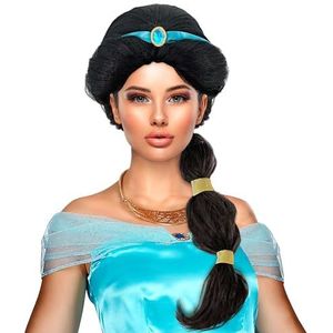 W WIDMANN Pruik Prinses Arabisch Zwart Synthetisch Haar Lang Sprookje