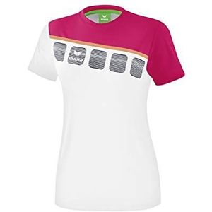 Erima 5-c T-shirt voor dames (1 stuk), Wit/Love Roze/Peach