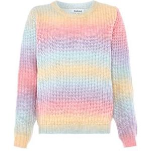 Sidona Pull à col rond pour femme en acrylique dégradé arc-en-ciel Taille XS/S, Arc-en-ciel, XS