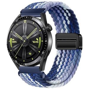 XMUXI Horlogebandje compatibel met Huawei Watch GT4 //GT3/GT3 Pro/GT2e/GT2 Pro/GT2 46 mm, gevlochten elastiek, 22 mm, voor Garmin Venu 3/Venu 2/Vivoactive 4, nylon roestvrij staal