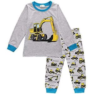 EULLA Tweedelige pyjama voor jongens, graafmachine/grijs, 116, Graafmachine, grijs