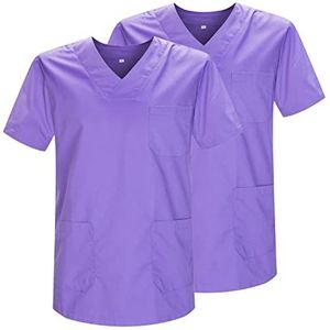 Misemiya - 2 stuks – werkkleding unisex kraag PIC korte mouwen uniform ziekenhuis – Ref.817, Lila 21