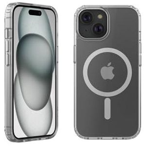 Belkin SheerForce MagSafe beschermhoes voor iPhone 15 Plus, antimicrobiële coating, iPhone 15 Plus magnetisch, transparant, hoes met randen, camerabescherming, anti-vergeling