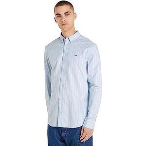 Tommy Jeans Tjm Klassiek Oxford overhemd met strepen voor heren, Chambray Blauw