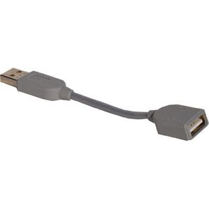 Media Express USB 2.0 verlengkabel met stekker en stekker, 13 cm, ideaal gecombineerd met Leef iBridge voor het opladen van Apple-apparaten met Lightning-interface (iPhone, iPad, iPod), grijs