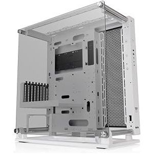Thermaltake Core P3 Pro Snow E-ATX Gaming computerbehuizing van gehard glas, open frame, panoramische weergave, glazen wandmontage, draaibare PCI-E-sleuven, CA-1G4-00M6WN-09