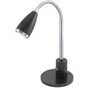 EGLO Tafellamp Fox, 1-vlammige tafellamp modern, klassiek, bureaulamp van staal, bureaulamp in antraciet, chroom, GU10-fitting