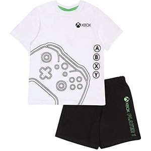 Xbox jongens pyjamaset met ronde hals, controller, officieel product voor kinderen van 5 tot 14 jaar, Wit/Zwart
