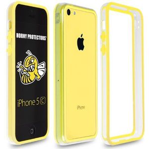 Horny Protetors® iPhone 5C beschermhoes (TPU) geel (rubber) op dezelfde rode knop