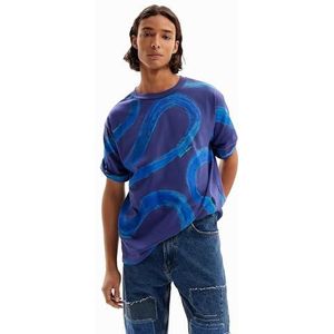 Desigual T-shirt Cam_Trazos pour homme, bleu, XL