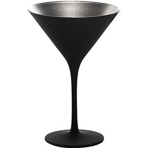 Stölzle Lausitz Grandezza set van 6 martiniglazen van kristal, mat zwart en zilver, 240 ml