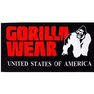 Gorilla Wear Functionele sporthanddoek, 50 x 100 cm, accessoires voor krachttraining en fitness voor dames en heren, Zwart/Rood