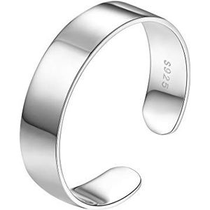PROSILVER 925 sterling zilver open ring voor dames en heren, 5 mm/10 mm/15 mm breed, spiegelgepolijst/geborsteld, verstelbaar, minimalistische sieraden
