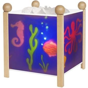 TROUSSELIER - La Mer - Nachtlampje - Magische lantaarn - Ideaal cadeau voor kinderen - Cartoon - Verzorgend licht - Natuurlijke houtkleur - Lamp 12V 10W inbegrepen - Elektrische stekker. EU