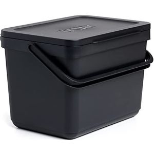TATAY organisch afvalemmer, inhoud 6 liter, polypropyleen, gemaakt van 100% gerecycleerde materialen. Kleur: zwart. Afmetingen: 26,5 x 19 x 18,5 cm