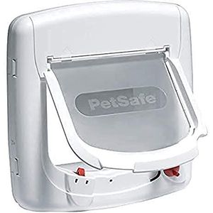 PetSafe - Staywell Deluxe magnetische kattenklep met 4-posities vergrendelingssysteem, halsband met magnetische sleutel, eenvoudig te installeren, wit