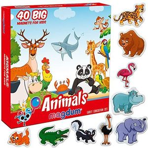 Koelkastmagneet voor kinderen, Magdum, dieren, magnetisch, 40 magneten voor kinderen, speelgoed, koelkast, kinderen, speelgoed voor kinderen, 3 jaar, educatief spel