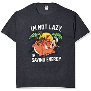 Disney Lion King Pumba Not Lazy Saving Energy Graphic heren T-shirt, donkergrijs, S, Donkergrijs