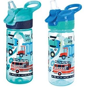 Nuby Super Quench morsvrije waterfles met draaggreep, vaatwasmachinebestendig en sterilisator voor nog eens 18 maanden (verkeer, 2 stuks)