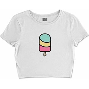 Bona Basics, Basic T-shirt met digitale print voor dames, 100% katoen, wit, casual, maat L, wit, L korte taille, Wit