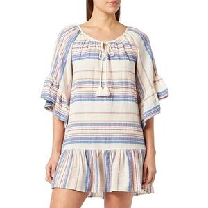 threezy Mini robe à rayures pour femme 19325637-TH01, orange, bleu, blanc, taille S, Mini robe à rayures, S