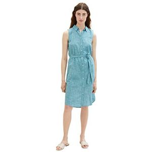 TOM TAILOR 1036806 Damesblouse met strepen en riem (1 stuk), 31668 Petrol Groen