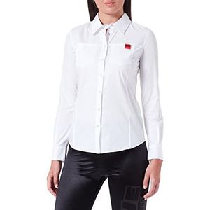 Love Moschino Dames shirt met lange mouwen met borstzakken optisch wit, 46, Optisch wit.