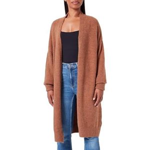 aleva Cardigan long en tricot pour femme, marron, XS-S