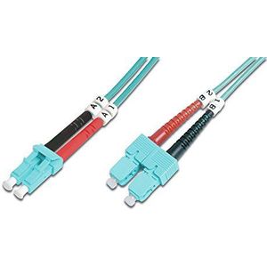 DIGITUS FO patchkabel OM3 - 5 m LC op SC glasvezel kabel - LSZH - Duplex Multimode 50/125µ - 10 GBit/s - turquoise