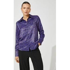 Koton T-shirt en satin pour femme, coupe relax, Design violet (3d4), 38