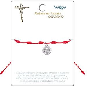 cotigo Armband met 7 rode knopen met heilige of blanco van roestvrij staal, amuletten van geluk en bescherming, boze oogarmband voor koppels en vriendschap, verstelbare rode draad voor, Roestvrij