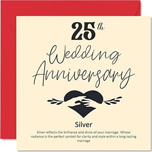 25 Verjaardagskaart voor echtgenoot, vrouw, vriend, vriendin, 25e trouwdag, zilveren kaart, voor vrouwen, mannen, hem, 145 mm x 145 mm voor verloofden