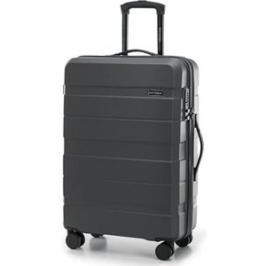 WITTCHEN COMODO Line Handbagagekoffer van ABS, telescopische handgreep, TSA-slot, 4 dubbele wielen, Donkergrijs, Middelgrote koffer