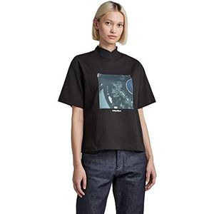 G-STAR RAW Boxy Mock V T-shirt voor dames, zwart (Dk Black C336-6484), XXS, zwart (Dk Black C336-6484)