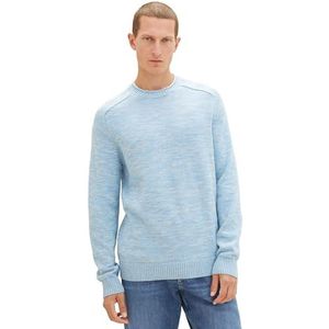 TOM TAILOR 1039713 heren sweater, 34253 - Gewassen medium blauwe molen