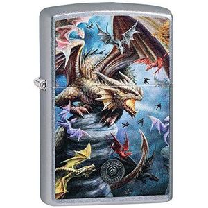 Zippo Anne Stokes 49104 stormaansteker, kleurrijk, motief Draken Street, chroom, Eén maat, grijs