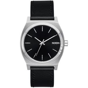 Nixon Japans analoog kwartshorloge voor heren met leren band A1373-625-00, zilver/zwart, armband, Zilver/zwart, Armband