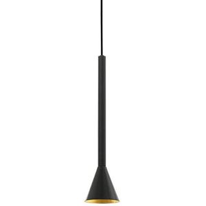 EGLO Cortaderas Hanglamp, 1 lichtpunt, vintage, industrieel, modern, stalen hanglamp in zwart, eettafellamp, woonkamerlamp met GU10-fitting,Zwart, Goud