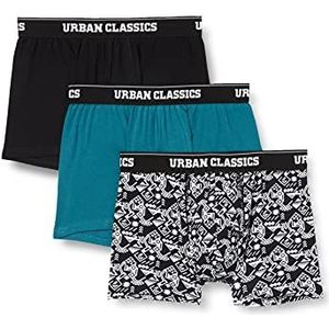 Urban Classics Set van 3 boxershorts voor heren, biologisch katoen, maat S-5XL, Details: Aop/Black/Jasper