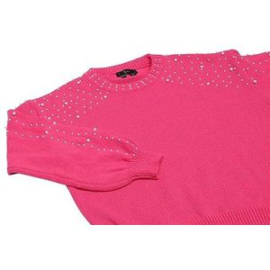 faina Pull rose orné de perles pour femme, Rose, XS