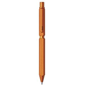 RHODIA 9340C – 3-in-1 scRipt Multipen – 2 balpennen 0,5 mm zwart en rood + 1 potlood voor grafietvullingen 0,5 mm – zeshoekige behuizing van geborsteld aluminium oranje – navulbaar – gum onder de