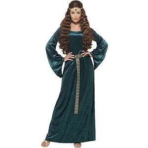 Smiffys 45497L - Dames middeleeuws maagd kostuum, jurk en haarband, maat: L, groen