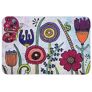 WENKO Rollin'Art Full Bloom badmat van velours, met antislip onderkant, polyester, meerkleurig, 45 x 0 x 70 cm