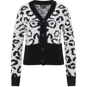 SIDONA Cardigan pour femme, Laine Blanc Noir, M-L