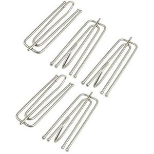 20 metalen Diepe Knijpplooi Prong Gordijnhaken Gegalvaniseerde Gordijntape Haken Pins BY HomeElabador (Zilver)
