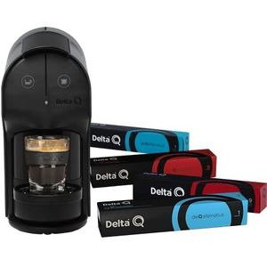 Delta Q - Delta Q Quick Grey Koffiezetapparaat voor koffie, thee en warme dranken - Eenvoudig en praktisch - Elegant design - Inclusief 100 DeQafeinatus + Qharacter capsules