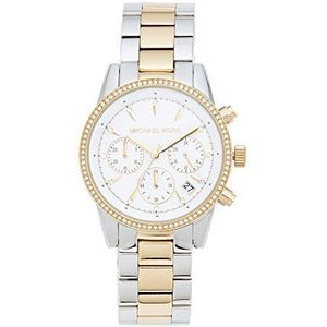 Michael Kors Ritz Dameshorloge, chronograaf uurwerk, roestvrijstalen of leren armband, Armband