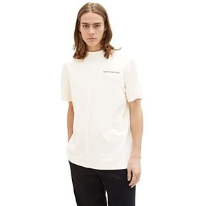 Tom Tailor Denim T-shirt voor heren, 12906, wolwit, maat XS, 12906 - Wool White