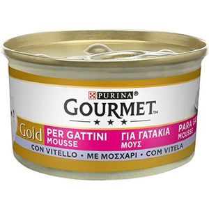 Purina Gourmet Gold kittenschuim met kalf, 24 blikjes van elk 85 g
